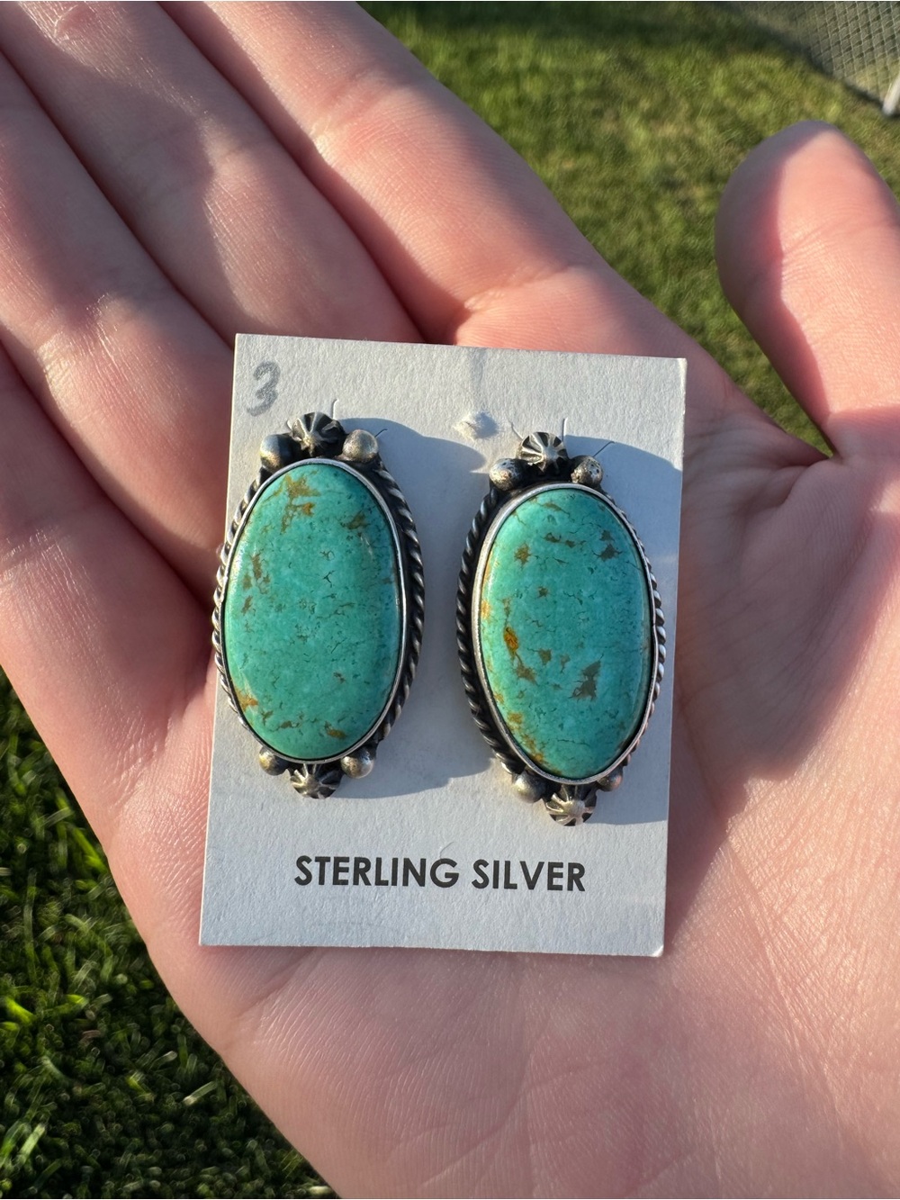Elouise Kee, Large Green Turquoise Stud Earrings